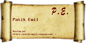 Patik Emil névjegykártya